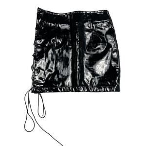 Danielle Guizio - DG Devoiler Black Lace-Up Mini Skirt